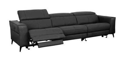 Divani Casa Nella Modern Black Leather Sofa w/ Electric Recliners