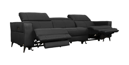 Divani Casa Nella Modern Black Leather Sofa w/ Electric Recliners