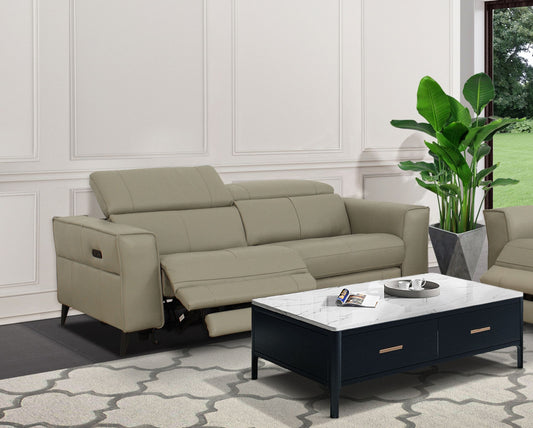 Divani Casa Nella Modern Light Grey Leather Loveseat w/ Electric Recliners