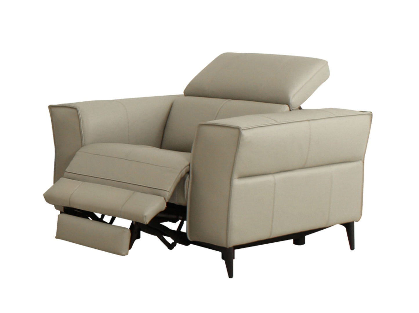 Divani Casa Nella Modern Light Grey Leather Armchair w/ Electric Recliner