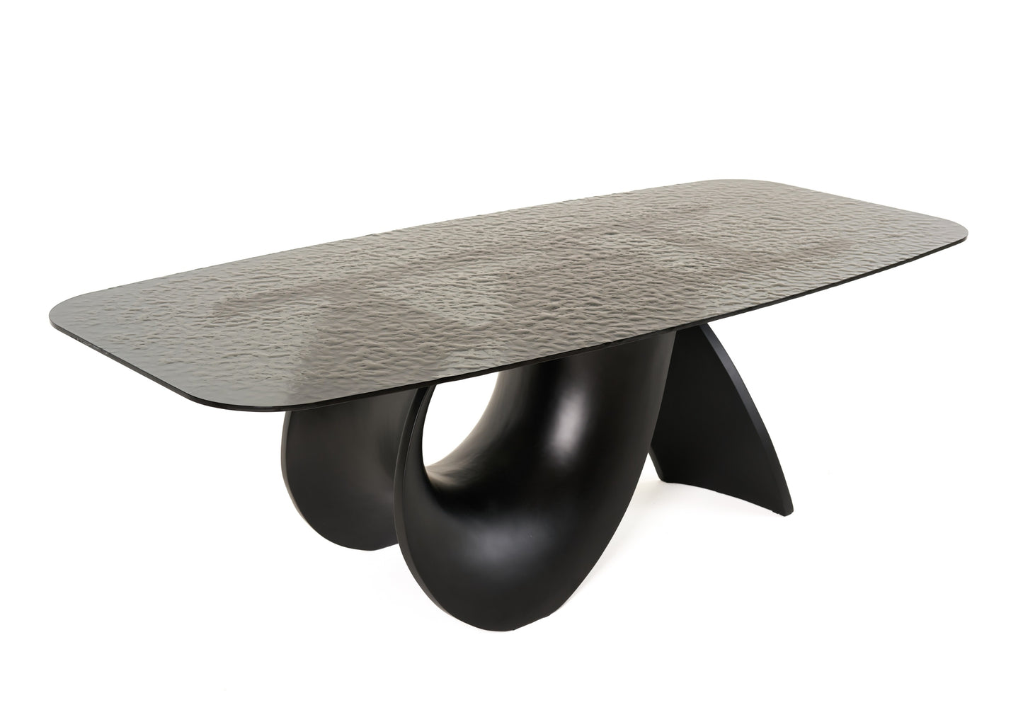 Modrest Neptune Modern Grey Wave Glass Black Dining Table