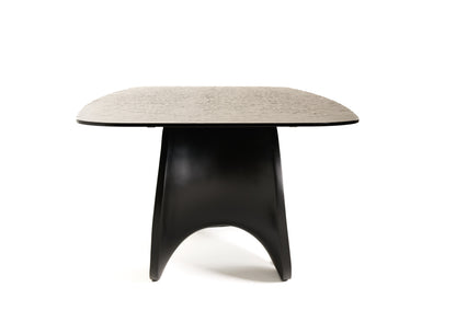 Modrest Neptune Modern Grey Wave Glass Black Dining Table