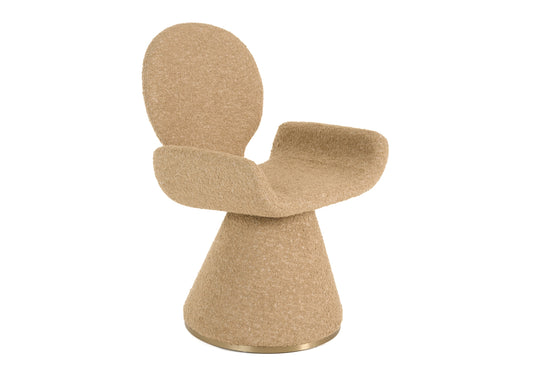 Modrest Neptune Contemporary Beige Fabric Brushed Brass Dining Chair