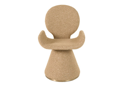 Modrest Neptune Contemporary Beige Fabric Brushed Brass Dining Chair