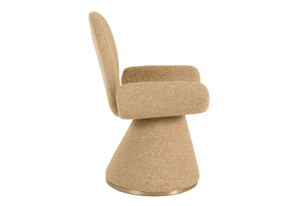 Modrest Neptune Contemporary Beige Fabric Brushed Brass Dining Chair