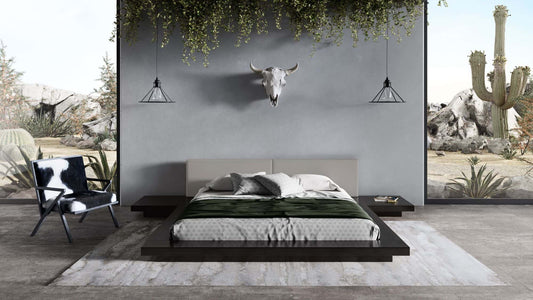 Modrest Tokyo East King Contemporary Black and Grey Platform Bed