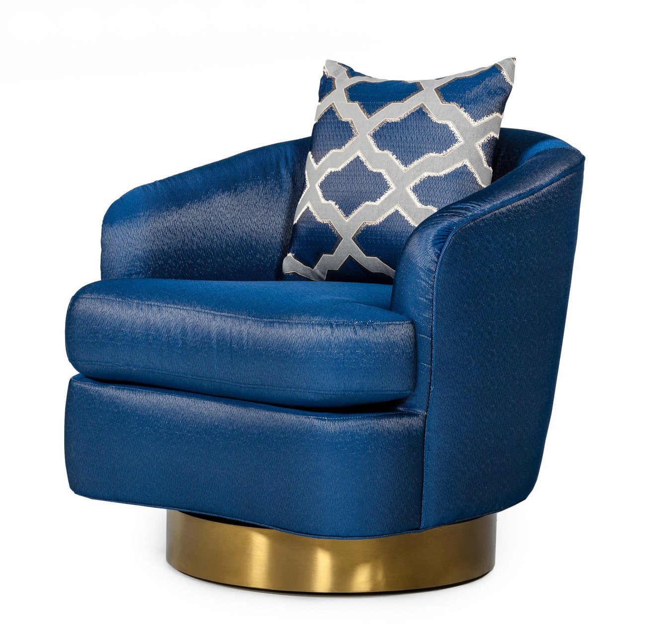 Modrest Niagra Glam Blue and Gold Fabric Accent Chair