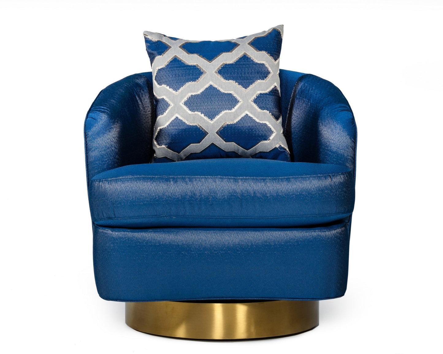 Modrest Niagra Glam Blue and Gold Fabric Accent Chair