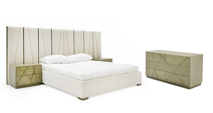 Modrest Nixa Modern Beige Velvet Brushed Bronze Bed