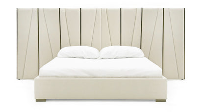 Modrest Nixa Modern Beige Velvet Brushed Bronze Bed