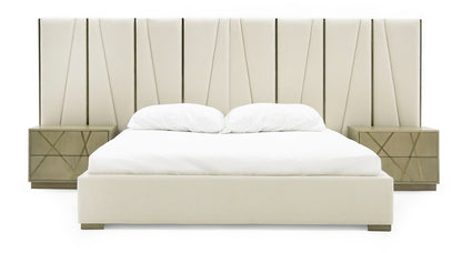 Modrest Nixa Modern Beige Velvet Brushed Bronze Bed