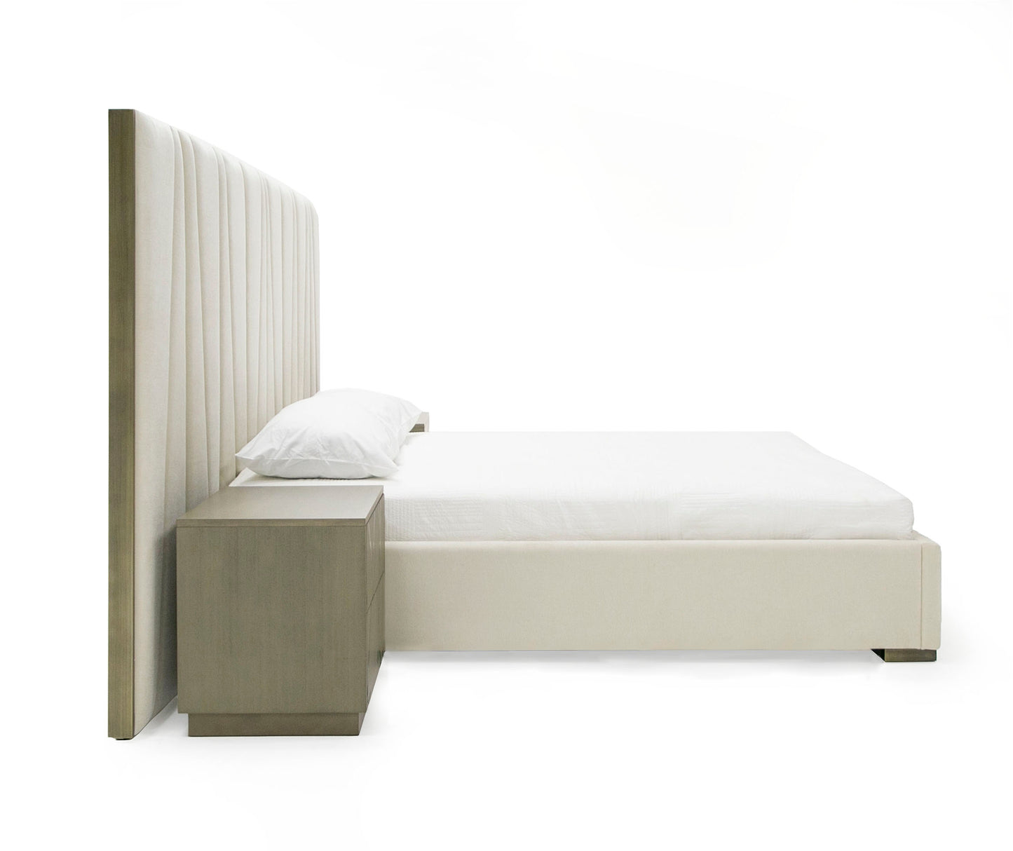 Modrest Nixa Modern Beige Velvet Brushed Bronze Bed