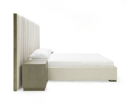 Modrest Nixa Modern Beige Velvet Brushed Bronze Bed