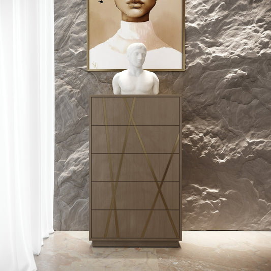 Modrest Nixa Modern Wide Birch Brushed Bronze Chest