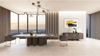 Nova Domus Amsterdam Modern Grey Volcano and Eucalyptus Oak Dining Table