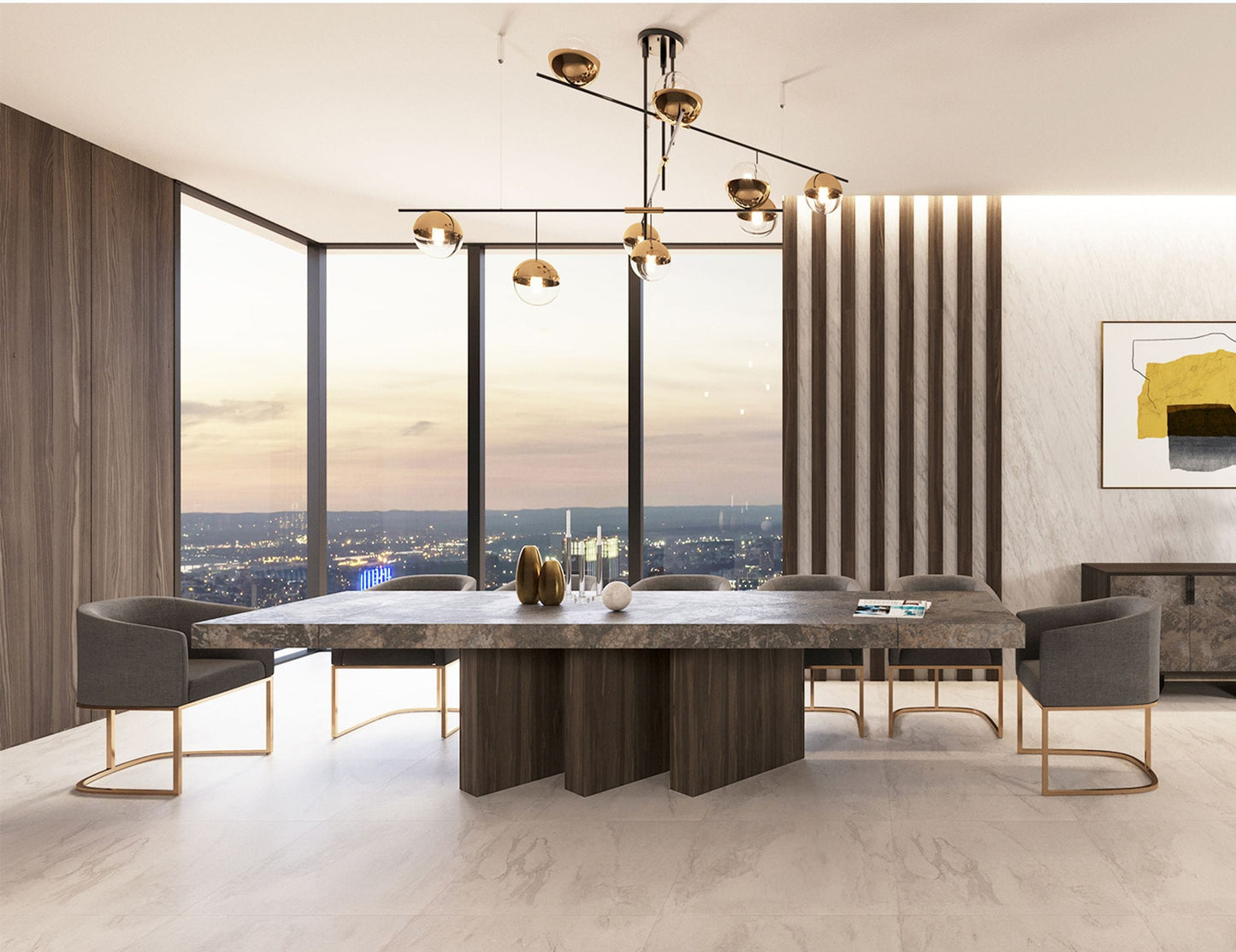 Nova Domus Amsterdam Modern Grey Volcano and Eucalyptus Oak Dining Table