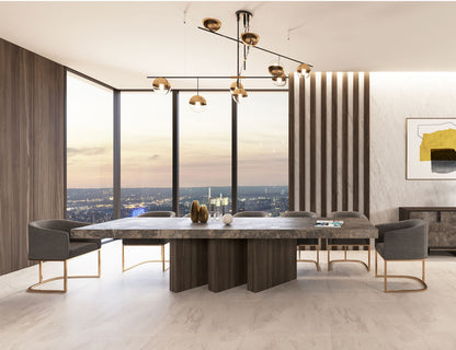 Nova Domus Amsterdam Modern Grey Volcano and Eucalyptus Oak Dining Table