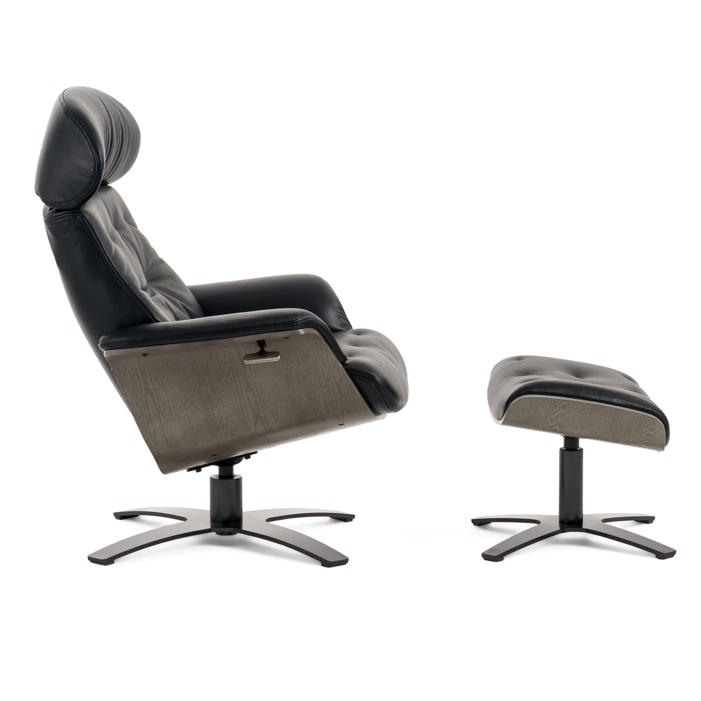 Modrest Nowak Modern Black Lounge Chair and Ottoman Set
