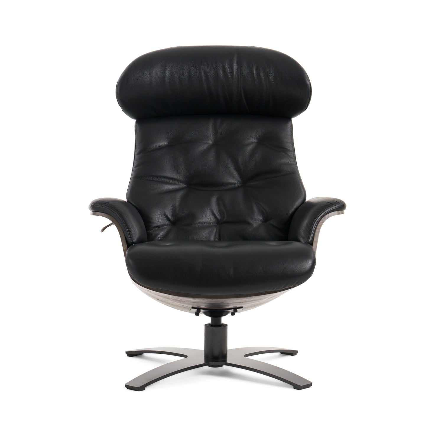 Modrest Nowak Modern Black Lounge Chair and Ottoman Set