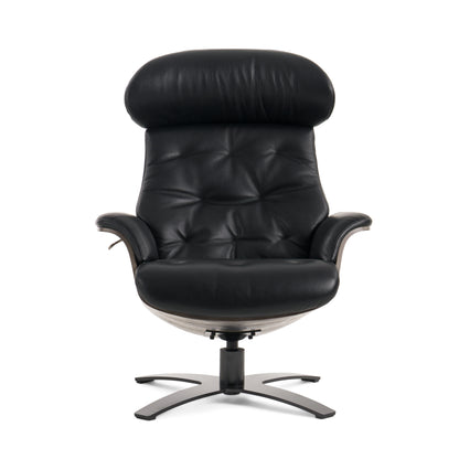 Modrest Nowak Modern Black Lounge Chair and Ottoman Set