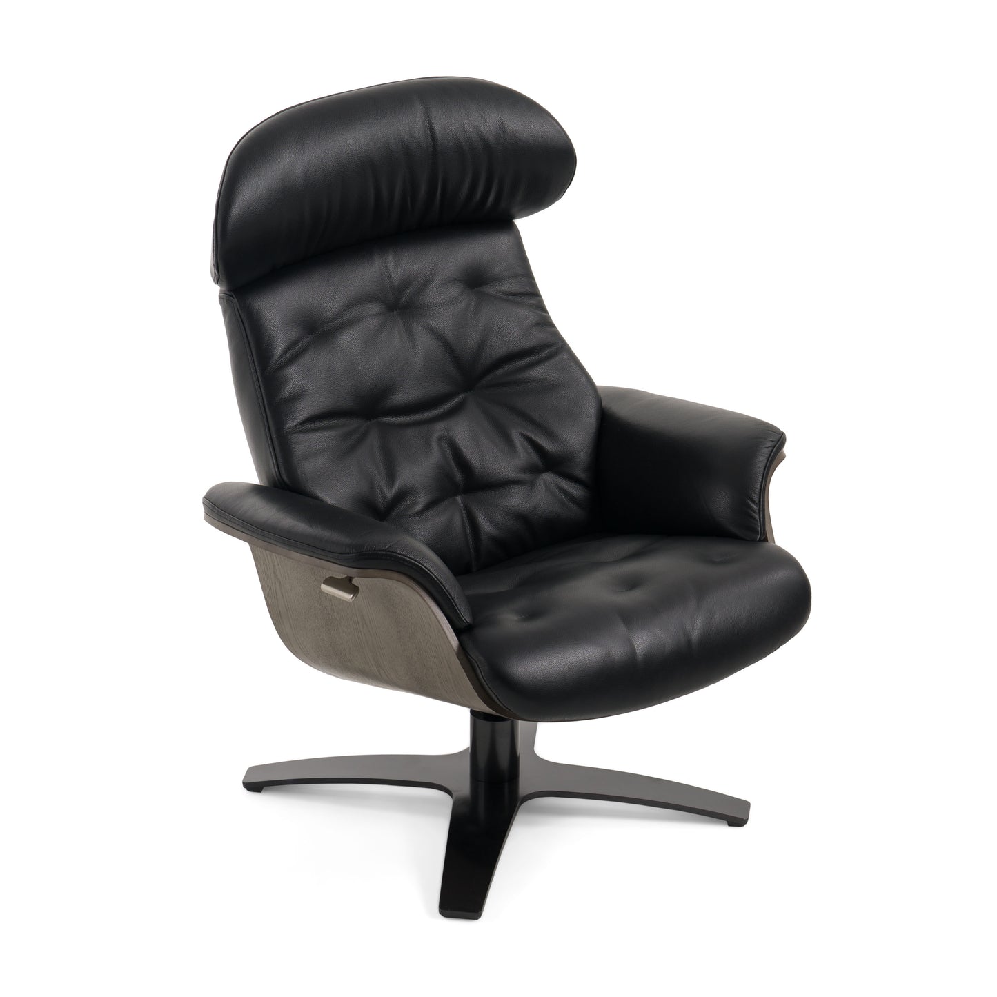 Modrest Nowak Modern Black Lounge Chair and Ottoman Set