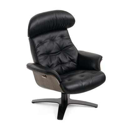 Modrest Nowak Modern Black Lounge Chair and Ottoman Set
