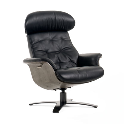 Modrest Nowak Modern Black Lounge Chair and Ottoman Set