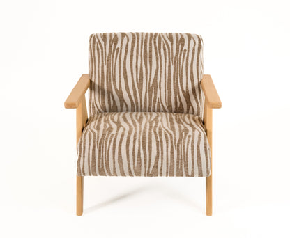 Modrest Oakhurst Modern Beige Pattern Wood Accent Chair