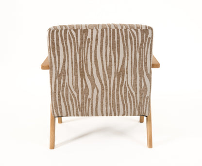 Modrest Oakhurst Modern Beige Pattern Wood Accent Chair