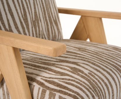 Modrest Oakhurst Modern Beige Pattern Wood Accent Chair