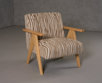Modrest Oakhurst Modern Beige Pattern Wood Accent Chair