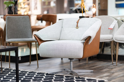 Modrest Ohio Swivel Grey and Camel Fabric Accent Chair