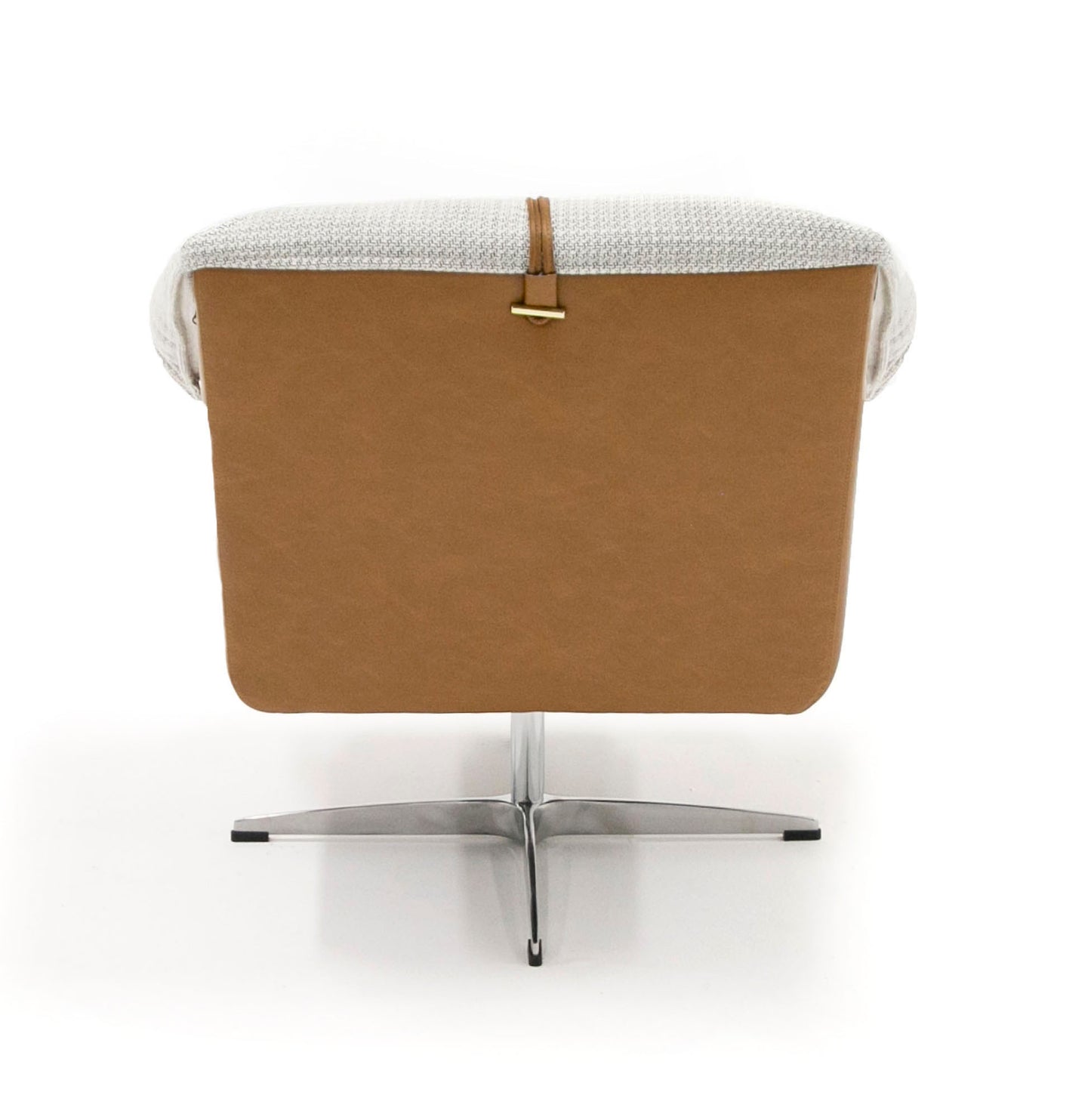 Modrest Ohio Swivel Grey and Camel Fabric Accent Chair