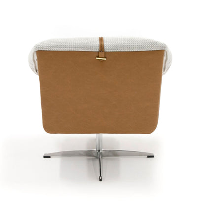 Modrest Ohio Swivel Grey and Camel Fabric Accent Chair