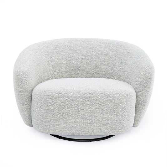 Modrest Omaha Modern Swivel Off White Fabric Chair