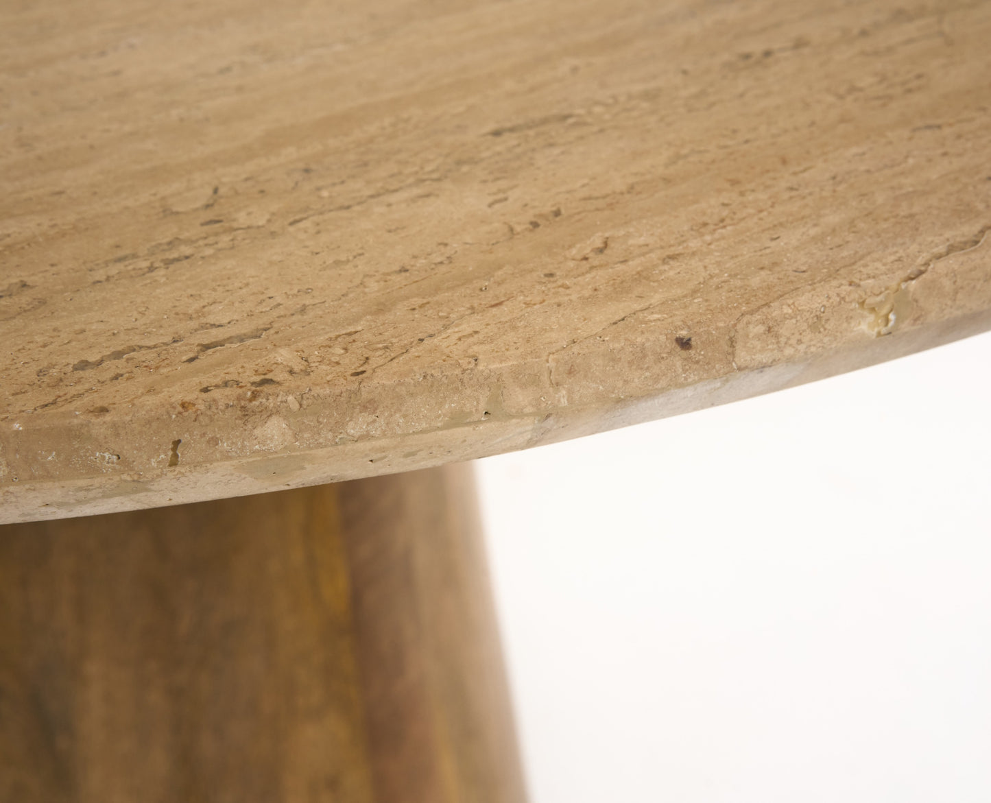 Modrest Onalaska Modern Travertine Marble Wood Round Dining Table