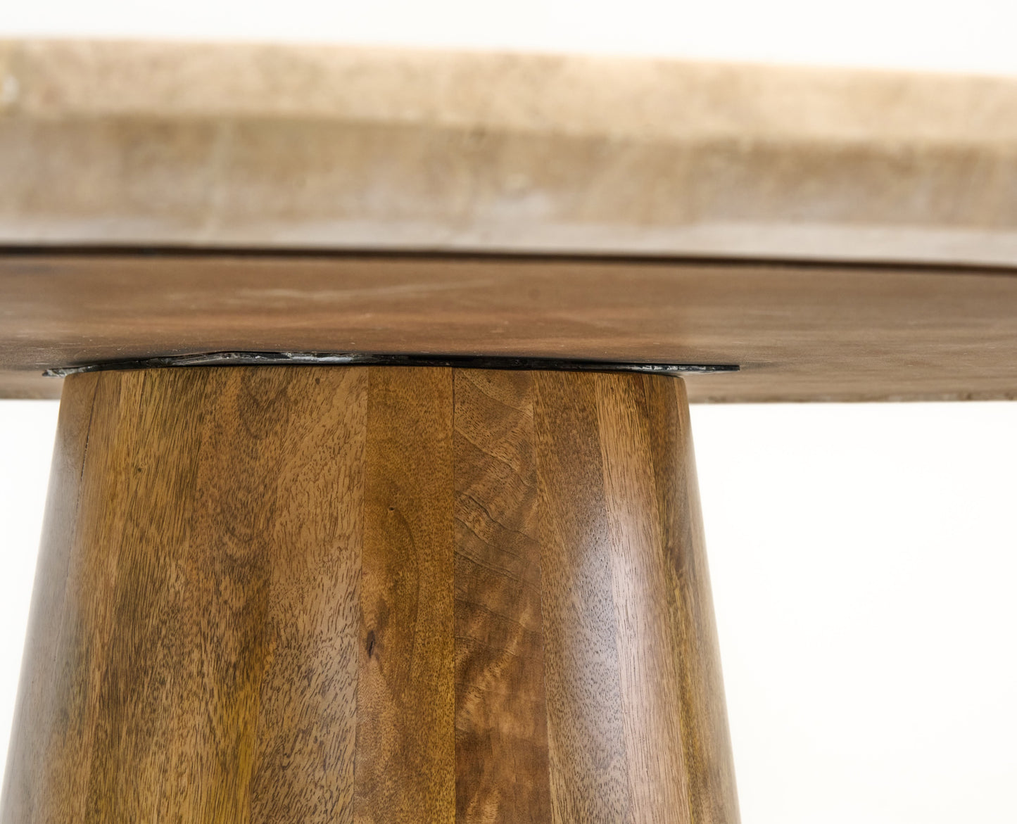 Modrest Onalaska Modern Travertine Marble Wood Round Dining Table