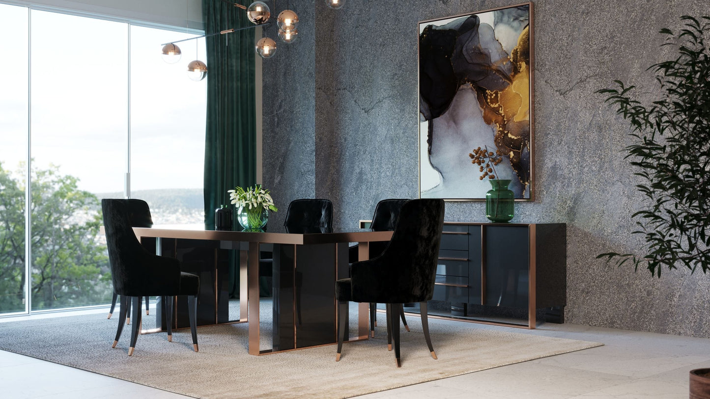 Nova Domus Cartier Modern Black and Rosegold Dining Table