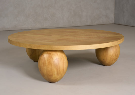 Modrest Optima Modern Natural Rubberwood Round Coffee Table
