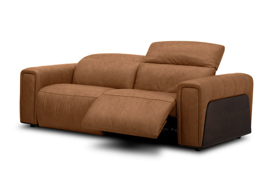 Divani Casa Sandstone Modern Brown Leather Sofa w/ 2 Electric Recliners