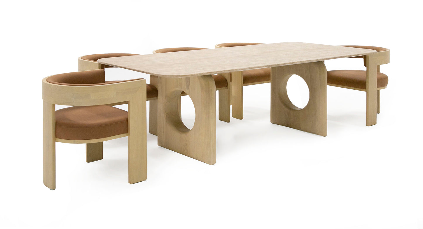 Nova Domus Osaka Modern Faux Marble Natural Ash Dining Table