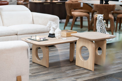 Nova Domus Osaka Modern Faux Marble Natural Ash Coffee Table