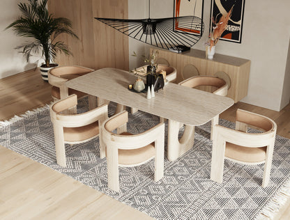 Nova Domus Osaka Modern Faux Marble Natural Ash Dining Table