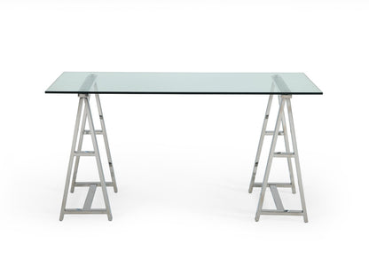 Modrest Ostro Modern Stainless Steel Glass Desk