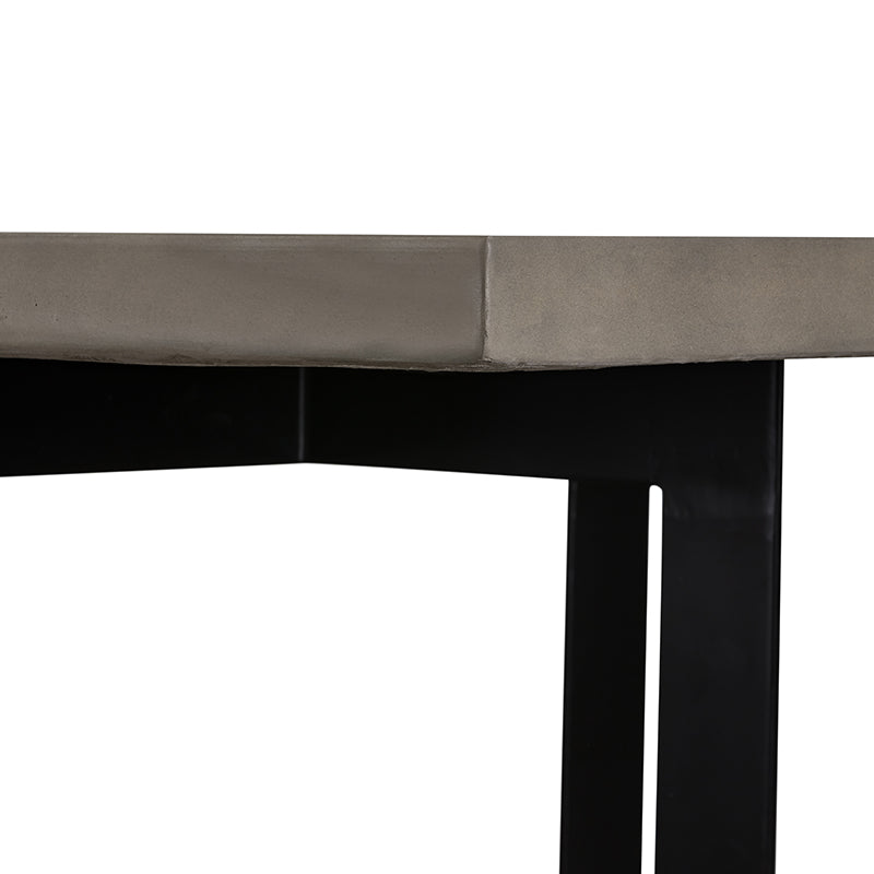 Modrest Sharon Modern Concrete and Black Metal Dining Table