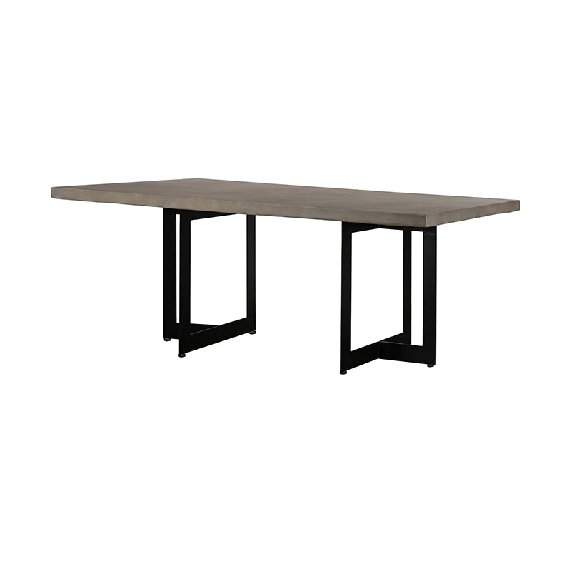 Modrest Sharon Modern Concrete and Black Metal Dining Table