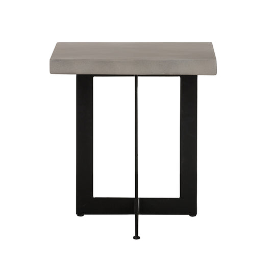 Modrest Sharon Modern Concrete and Black Metal End Table