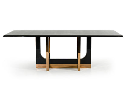 Padua Modern Large Black Crocodile and Rosegold Dining Table