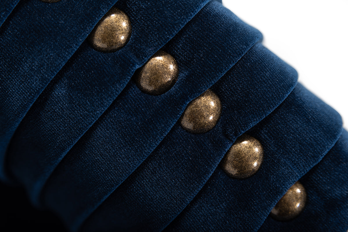 Divani Casa Palomar Modern Blue Velvet and Brass Sofa