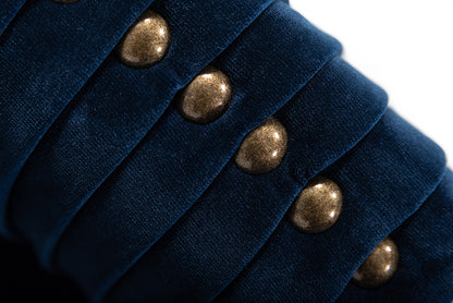 Divani Casa Palomar Modern Blue Velvet and Brass Sofa